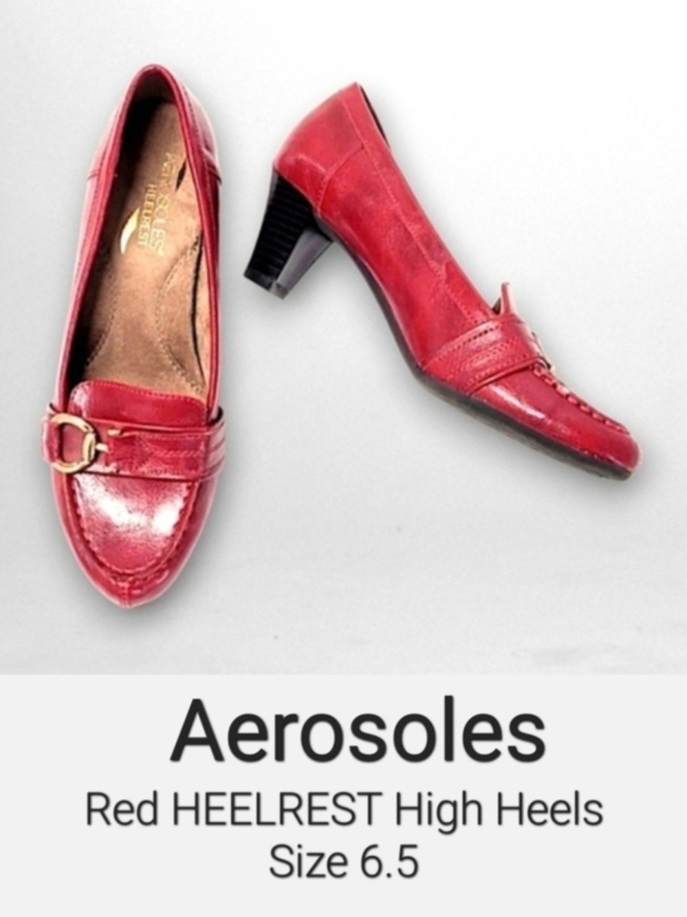 AEROSOLES Red HEELREST High Heel Loafers